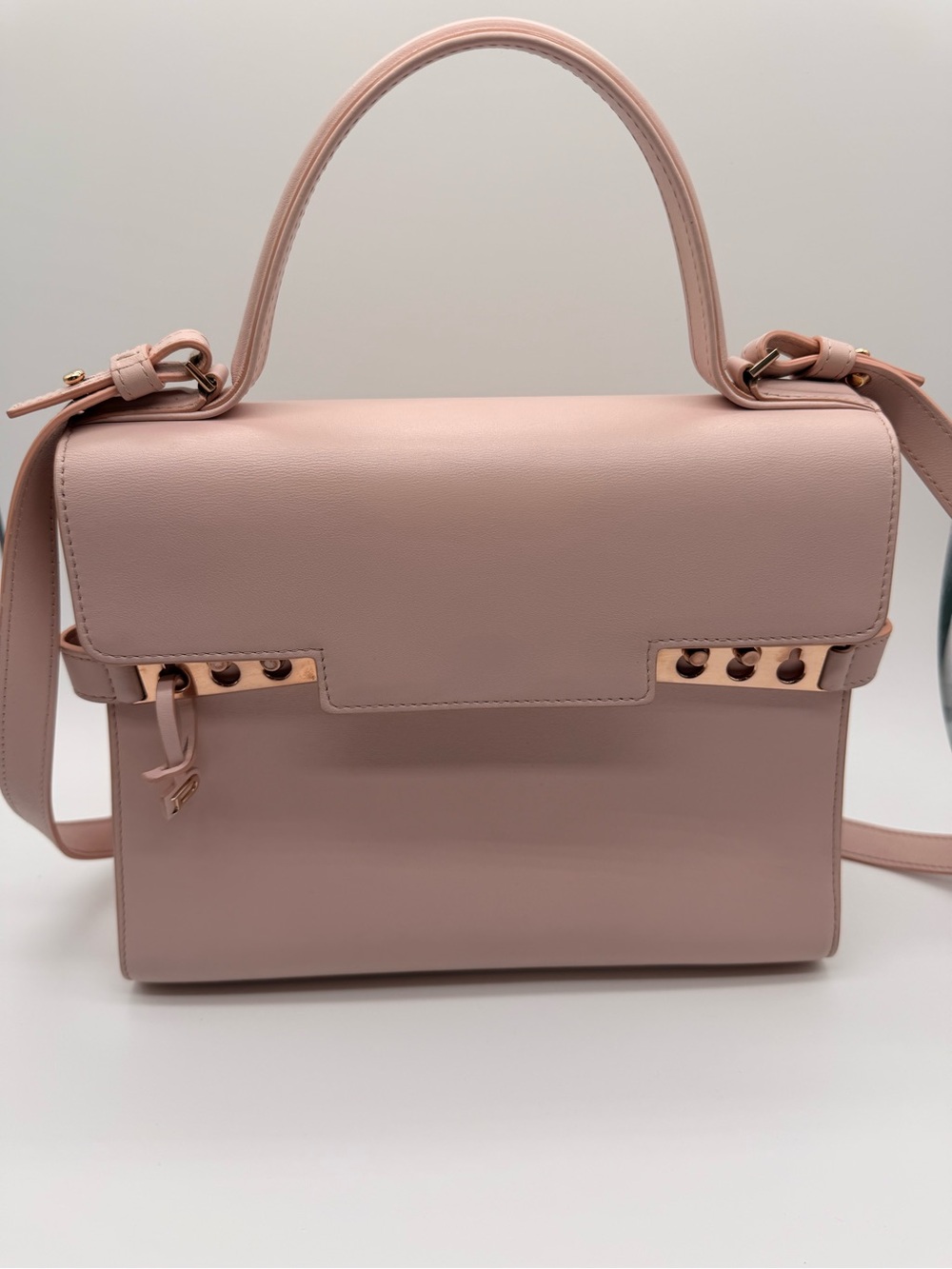 Delvaux tempete Blush Structured Top-Handle Tote with rose Gold Accents